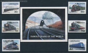 [123705] Grenada 1982 Railway Famous trains eisenbahn with Sheet MNH
