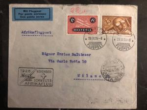 1926 Zurich Switzerland First Flight Cover Naples Italy # C8 C6 Swissair Africa