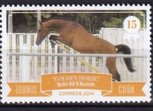 Cuba Sc# 5532  HORSES show jumping 15c  2014 MNH