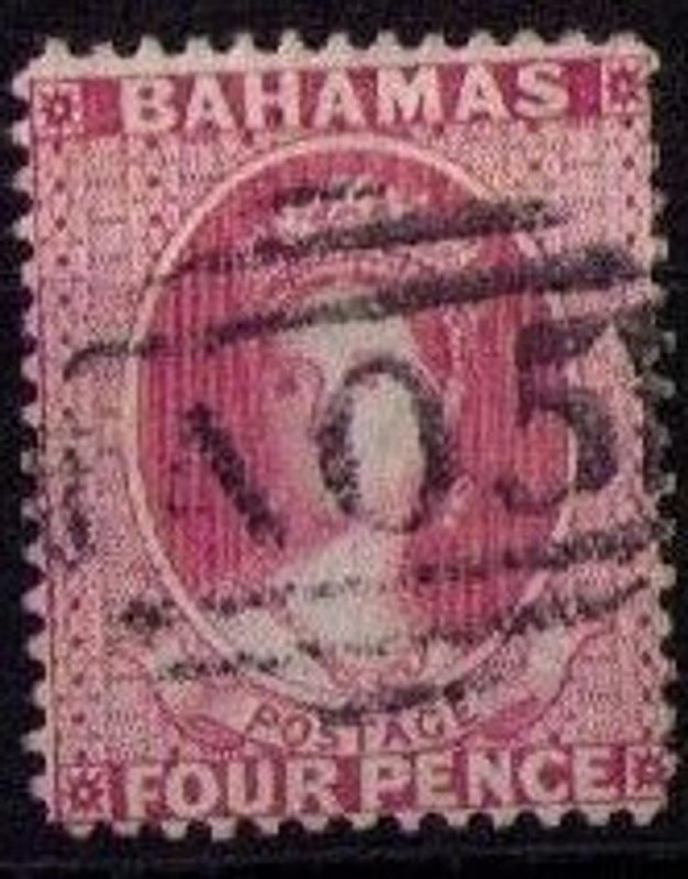 Scott 18b Bahamas USED Famous A05 Cancellation 1863 Queen Victoria VF Cat.$50