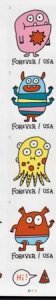 US 5636-39b Modern Imperf Message Monsters Strip