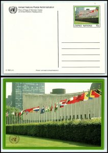 1989 UNITED NATIONS Postal Card - New York, Row of Flags 2, Unused T10 