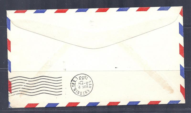 FIRST FLIGHT COVER #1017 3c National Guard Shreveport to San Antonio AM 82 1953