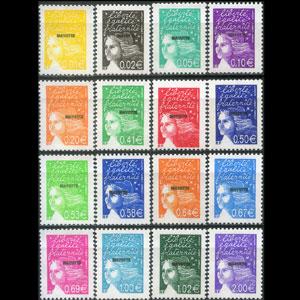 MAYOTTE 2002 - Scott# 159-74 Marianne Opt. Set of 16 LH