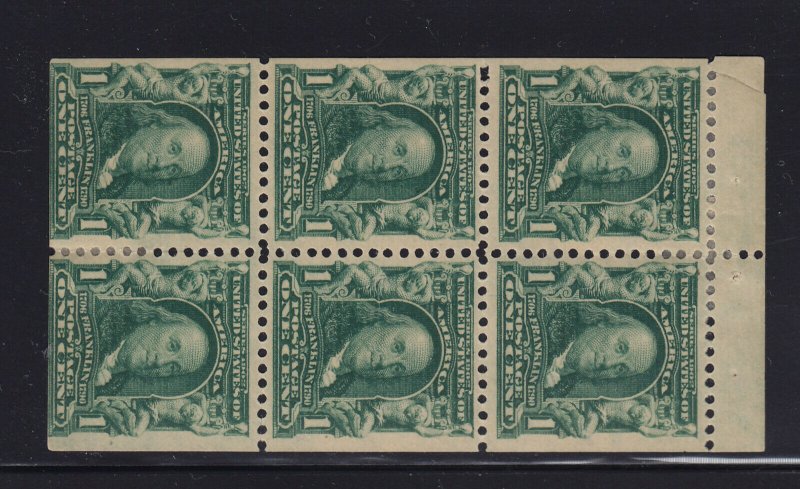 300b Booklet Pane VF OG previously hinged with nice color cv $ 600 ! see pic !