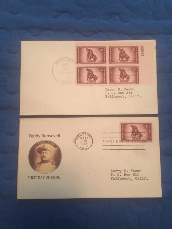 2 FDCs Teddy Roosevelt Rough Riders