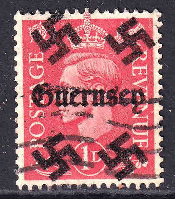 GREAT BRITAIN 1p GUERNSEY OVERPRINT USED XF SOUND