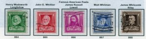 SC# 864-68 - Famous American Poets, USED set of 5