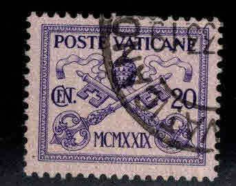 Vatican Scott 3 Used  Papal Arms stamp