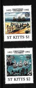 St. Kitts-Scott#341-2-Unused NH set-Ships-Christopher Col