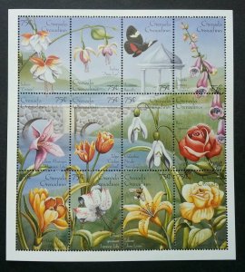 Grenada Flowers 2010 Flora Plant Butterfly Roses Insect Lily (sheetlet) MNH