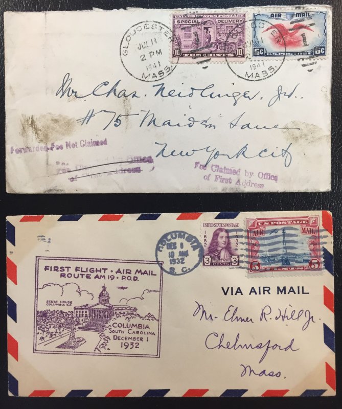 US #C11,C12,C23,C40,C76,E15,UC17,724,985,986 Misc Airmail FF/FDC Covers LOT