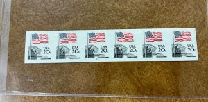 1895d  20c Flag Coil Imperf  Plate #9 VF NH Strip of 6 error stamp 1981