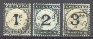 Grenada Sc# J1-J3 Used 1892 Postage Due