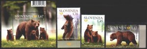 Slovenia. 2019. 1379-81, bl118. Bears, fauna. MNH.