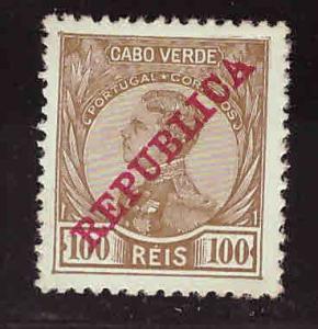 Cape Verde Scott 107 MH* King Manuel Republica overprint