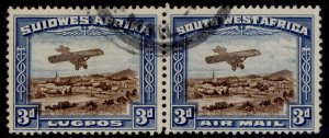 SOUTH WEST AFRICA GV SG86, 3d brown & blue, USED. Cat £40.