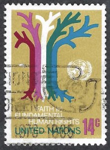 United Nations #305 14¢ Definitive - Various Races Tree (1979). Used.