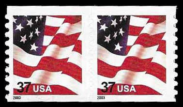 PCBstamps  US #3633A Coil Pair (74c)(2x37c)Flag, MNH, (7)