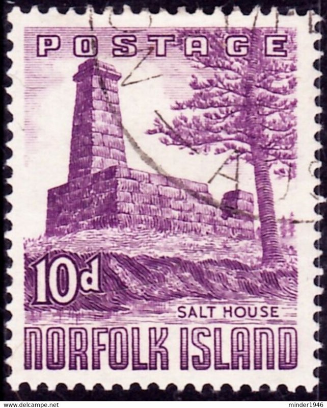 NORFOLK ISLAND 1953 QEII 10d Reddish Violet SG17 FU