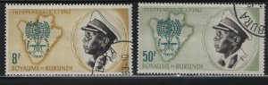 BURUNDI, 40-41, USED 1962 King Mwami Mwambusta IV, map and emblem