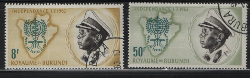 BURUNDI, 40-41, USED 1962 King Mwami Mwambusta IV, map and emblem