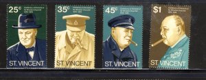 ST. VINCENT #389-392 1974 SIR WINSTON CHURCHILL MINT VF LH O.G