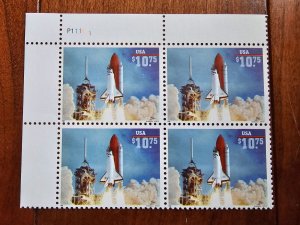 U.S. Scott #2544a Shuttle Launch MNH $10.75 Plateblock of 4