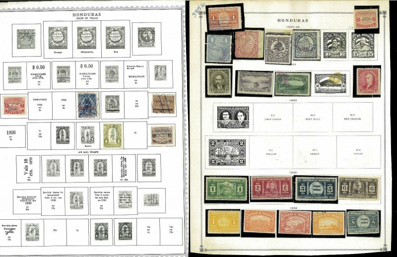 Honduras 1891-early 60's M & U on a Messy Mix of Remaindered Pages.