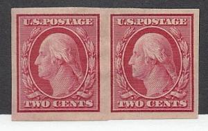 US #344 Washington  $0.02 Red Imperf Pair (MH) CV $10.00