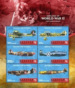 Canouan 2018 - Military Airplanes of World War ll - Sheet of 6 stamps - MNH