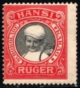 Vintage Germany Poster Stamp Rüger Hansi Chocolate Cocoa