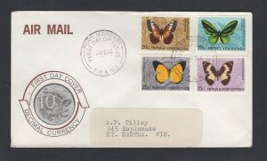 Papua New Guinea #209-20 (1966 Butterflies set) on 4 addressed cachet FDC