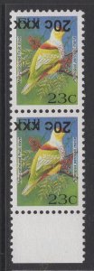 FIJI SGF1362a 2008 20c on 23c BIRDS TYPE IIIh SURCHARGE INVERTED MNH PAIR