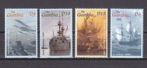 Gambia, Scott cat. 2536-2539. Military Sailing Ships.