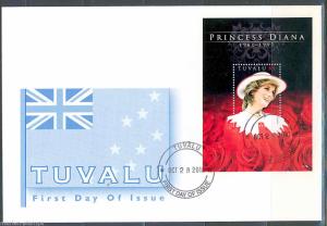 TUVALU DIANA PRINCESS OF WALES IN MEMORIAM S/SHEET I FDC