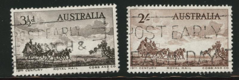 Australia  Scott 281-282 used Royal Mail coach stamp set