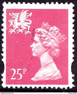 GREAT BRITAIN Wales 1993 QEII 25p Greyish-Red Machin SGY73 FU