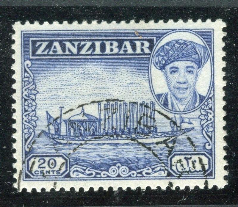 ZANZIBAR;  1961 early Sultan Khalifa issue fine used 20c. value 