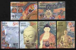 India 2007 2550 Years of Buddha perf set of 6 values unmo...