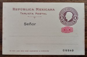 Stationary cover República Mexicana tarjeta postal 1c and 10c overprint as seen