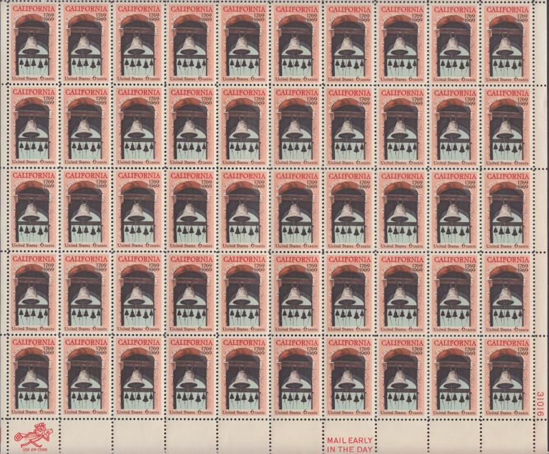 US #1373   Caliofornia Settlement   Full sheet of 50  MNH
