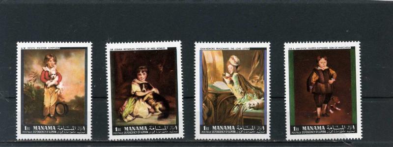 MANAMA 1968 PAINTINGS SET OF 4 STAMPS MNH