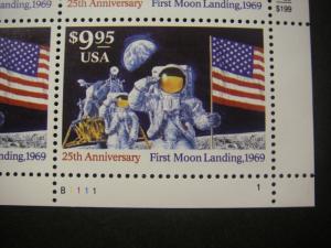 Scott 2842, $9.95 First Moon Landing, PB4 #B1111 1 LR, MNH Express Mail Beauty