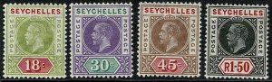 SEYCHELLES KV 1912-16 PART SET 2c - 1R 50c (9) UNUSED SG71-80 Wmk.MCCA P.14 VGC