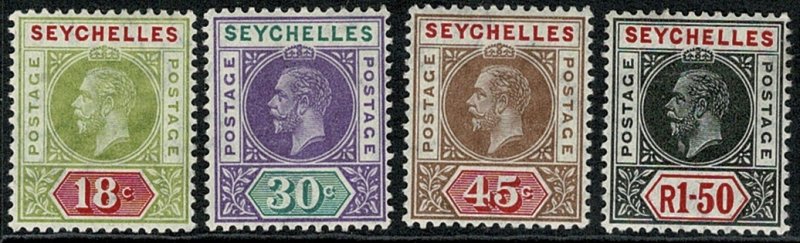 SEYCHELLES KV 1912-16 PART SET 2c - 1R 50c (9) UNUSED SG71-80 Wmk.MCCA P.14 VGC