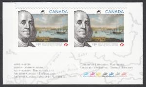 BENJAMIN FRANKLIN = 250 POSTAL HISTORY = BKL pair w/colour marks MNH Canada 2013