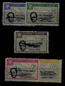 Guernsey-Alderney 5 MNH values Churchill/Aviation