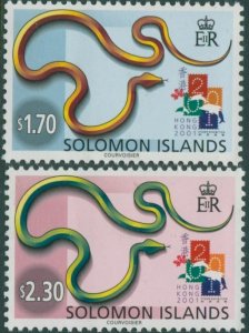 Solomon Islands 2001 SG988-989 Stamp Exhibition Hong Kong set MNH