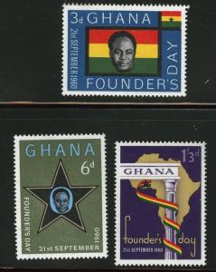 GHANA Scott 86-88 MNH** 1960 founders day set